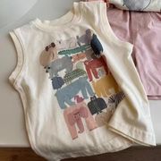 2024夏新作   韓国風子供服   キッズ服     袖なし  Tシャツ   トップス    可愛い   チョッキ