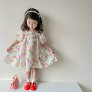 2023夏人気    韓国風子供服    キッズ   ベビー服    可愛い    ワンピース   半袖  女の子