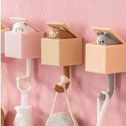 猫  可愛い  帽子掛け 壁掛け収納  フック  壁掛け 貼り付け