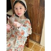 春秋   人気   韓国風子供服   キッズ   ベビー服    ワンピース    トップス     プリンセス      花柄