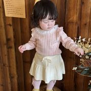 2024 ins秋人気  韓国風子供服  ベビー服  トップス  ニット  セーター  長袖  女の子  2色