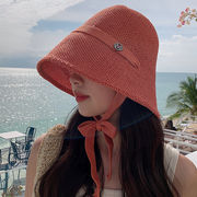 夏キャペリンバインダーバケツ帽女性ファッションサンバイザーひもかわいいバケットハット