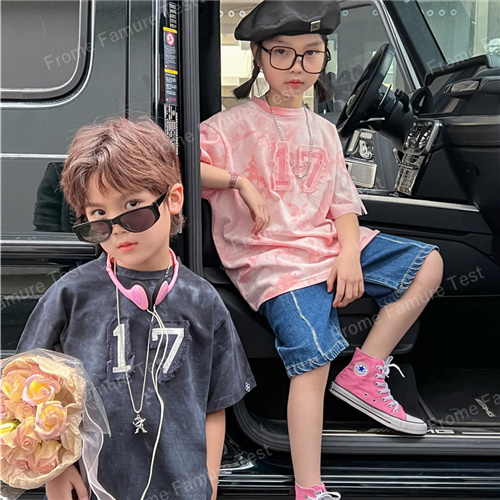 子供服　キッズ　女の子　男の子　Ｔシャツ　トップス　夏 丸首　おしゃれ タイダイ