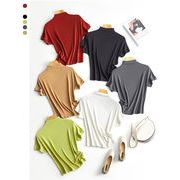 Tシャツ　夏　ハイネック　６色　通勤通学　デイリーファッション　韓国通勤デザイン