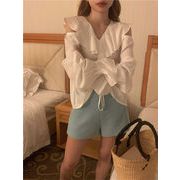 すっきり美人見え オフショルダー 上着 上品映え シャツ sweet系 長袖 ギャザリング フリル