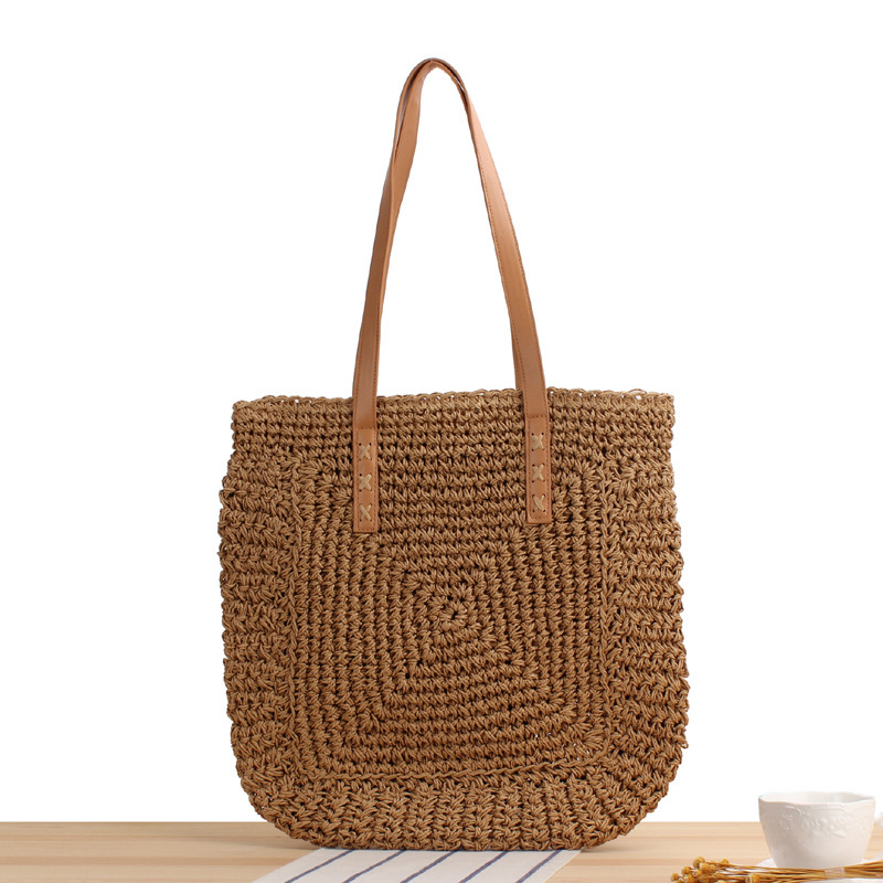 フランスの大容量トートバッグするワンショルダーの草編みバッグ文芸範手編みバッグカジュアルショ