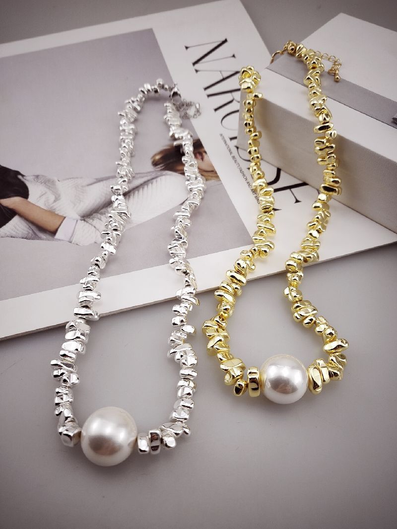 壊れた銀のネックレスのいくつかの真珠 韓国語デザイン多彩な女性の鎖骨のチェーンネックレス