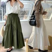 2023新作 レディース シンプル スカート ロング丈 カジュアル ボトムス ロングスカート おしゃれ 黒 白