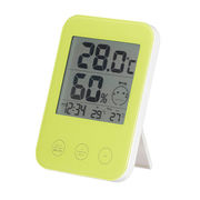 YAZAWA 熱中症・インフルエンザ警報付きデジタル温湿度計 グリーン DO05GR