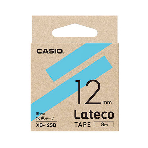 【5個セット】 カシオ計算機 Lateco 詰め替え用テープ 12mm 水色テープ 黒文字