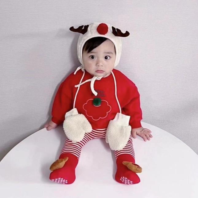 秋冬  韓国風子供服 パーカー 帽子 ベビー クリスマス  トップス   カジュアル  長袖 3色
