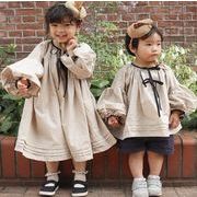 韓国風子供服  長袖 トップス  キッズ服   シャツ  ワンピース   ベビー服 2色