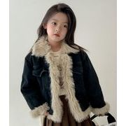 冬新作  韓国風子供服  キッズ  デニム    コート  ジャケット トップス   長袖 男女兼用  もふもふ