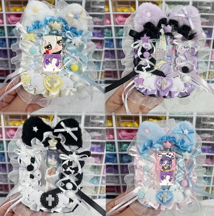 装飾 パッケージ 推し活素材 自作グッズ缶バッジ用 アクセパーツ レース カード収納 DIY 痛バッグ