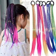 韓国風   レディース  シュシュ 子供用 気質 髪飾りヘアアクセサリー  ウイッグ編むお下げ  10色