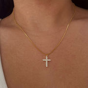 男女兼用 十字架 ネックレス チタンスチール シンプル超人気 女性 アクセサリー ジルコンネックレス