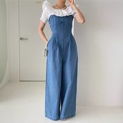 2023夏INS新作★ 個性的 設計感 カジュアル系 ロングパンツ デニムサロペット