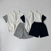 【2023夏】日焼け止めジャケット＋短パン韓国風子供服 おしゃれ 半袖 セットアップ