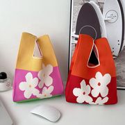 ハンドバッグ　ニットバッグ　デザイン　韓国ファッション　レディース　花柄