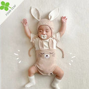 ウサギ柄 オールインワン オールインワン 帽子 ベビーロンパース 通気性 赤ちゃん 66cm~90cm