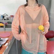 【2023夏新作】韓国風レディース服 夏 ゆったり シンプル カラーフル きれいめ　透明　長袖シャツ