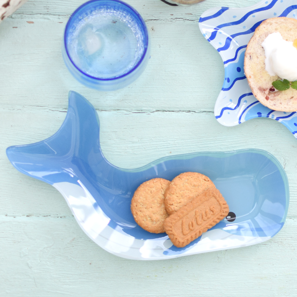 ガラスプレート クジラL[お皿 食器 トレイ トレー くじら サカナ 魚