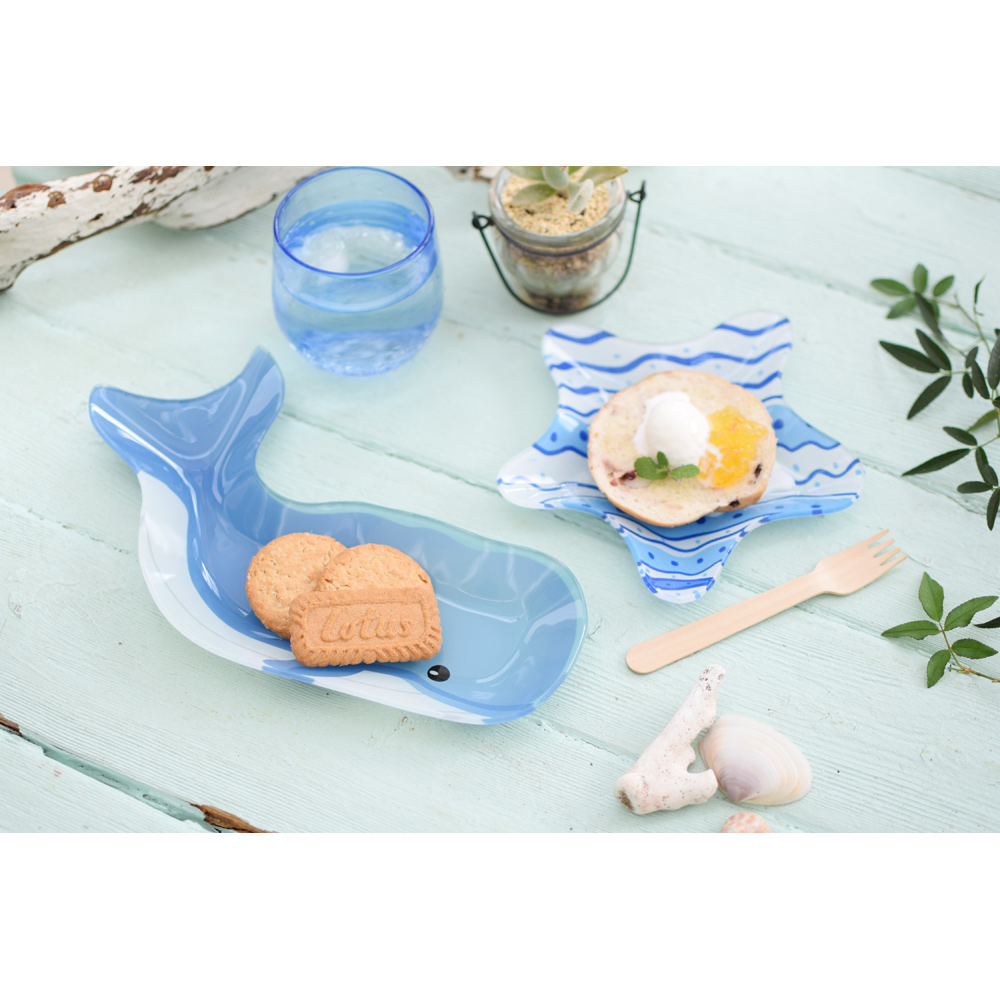 ガラスプレート クジラL[お皿 食器 トレイ トレー くじら サカナ 魚