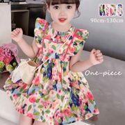 2023新作  韓国子供服 子供 キッズ 女の子 かわいい ドレス ワンピース 花柄 ピンク 夏 服 カラフル