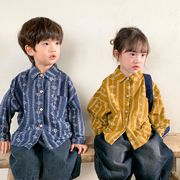 秋冬新作 韓国風  子供服   男女兼用    トップス   花柄シャツ  長袖  ファッション  2色