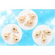 【16K高品質色長持ち真空鍍金】しずく/幾何/銅製高品質ぷっくりチャーム/基礎金具/最安値＆営業日当日出荷