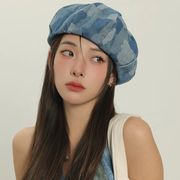 帽子　ベレー帽　デニム　韓国ファッション　レディース　デザイン　秋冬　全3色