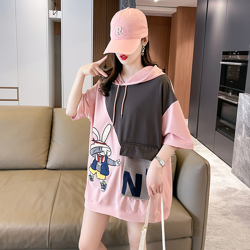 【予約220226】大きいサイズ春夏新作 韓国 レディース ファッション  Tシャツ ワンピースLL-4L全2色
