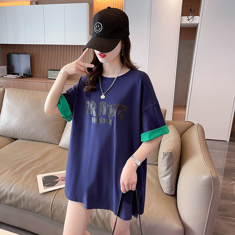 【予約220048】大きいサイズ春夏新作 韓国 レディース ファッション Tシャツ ワンピースLL-4L