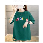 【予約220290】大きいサイズ春夏新作 韓国 レディース ファッション  Tシャツ ワンピースLL-4L刺繍