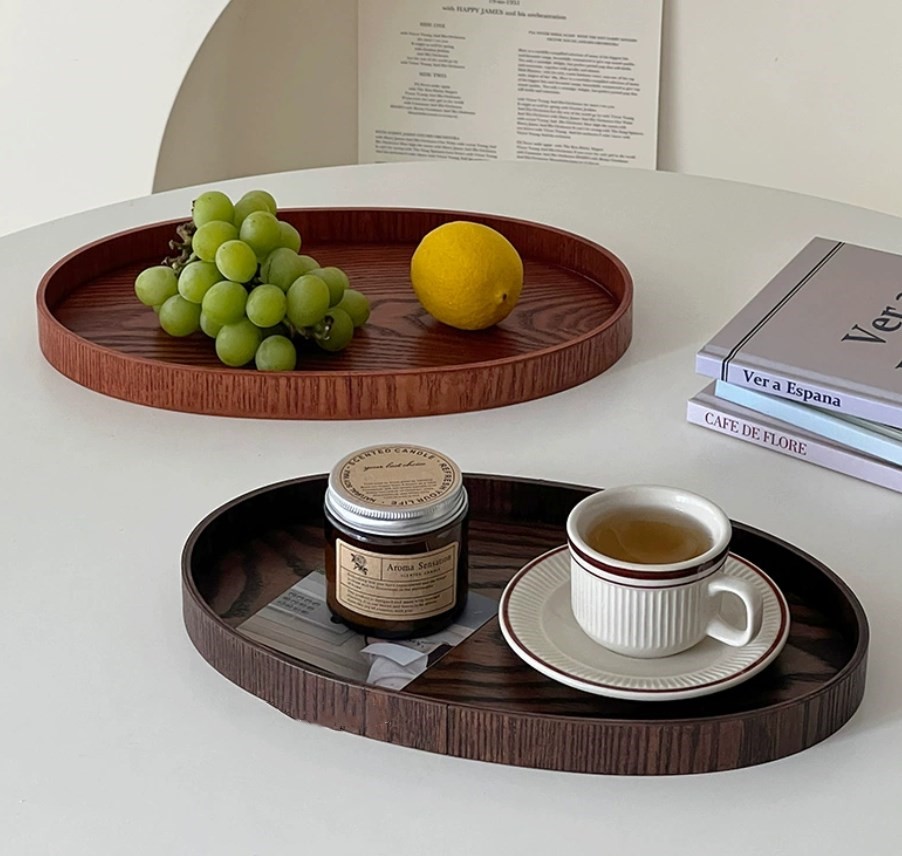 高級感    木製    アクセサリー    楕円皿    果物トレイ     置物    飾り盤     撮影道具    ins