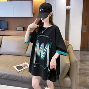 【予約220327】大きいサイズ春夏新作 韓国 レディース ファッション  Tシャツ ワンピースLL-4L