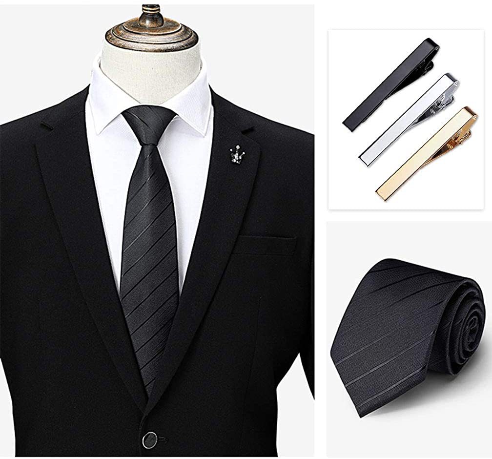 全3色ネクタイピン 男性アクセサリー ビジネススーツのブローチ ネクタイアクセサリー メンズネクタイピン