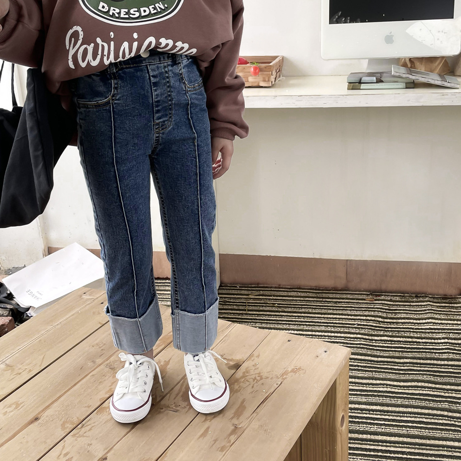 ★Girls★　子供デニムパンツ　ガールジーンズ　ロングパンツ　90~140cm 　韓国キッズファッション
