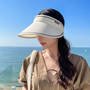 サンバイザー バックりぼん 折りたたみ帽子 UVカバー 可愛い レディース日よけ帽子紫外線対策
