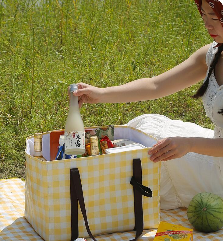 ランチバッグ　ピクニック　北欧風　ピクニックバッグ　 保温　保冷　シンプル　おしゃれ  手提げ