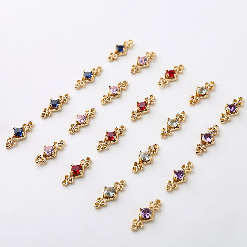 ストーン チャーム アクセサリーパーツ ハンドメイド 材料 2カン付き 金属 メタル ピアス クリア つなぎ