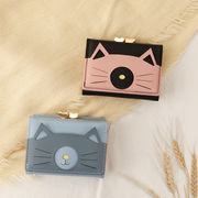折りたたみ財布　カードケース　ネコ　猫柄　かわいい　レディース　多機能　wallet