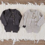 2025秋冬新作 韓国風  子供服  長袖   ベビー服  カーディガン ニット or  ロンパース  2色