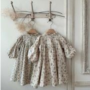 新作 韓国風  子供服   ベビー服  花柄   長袖  ワンピース  女の子 2色