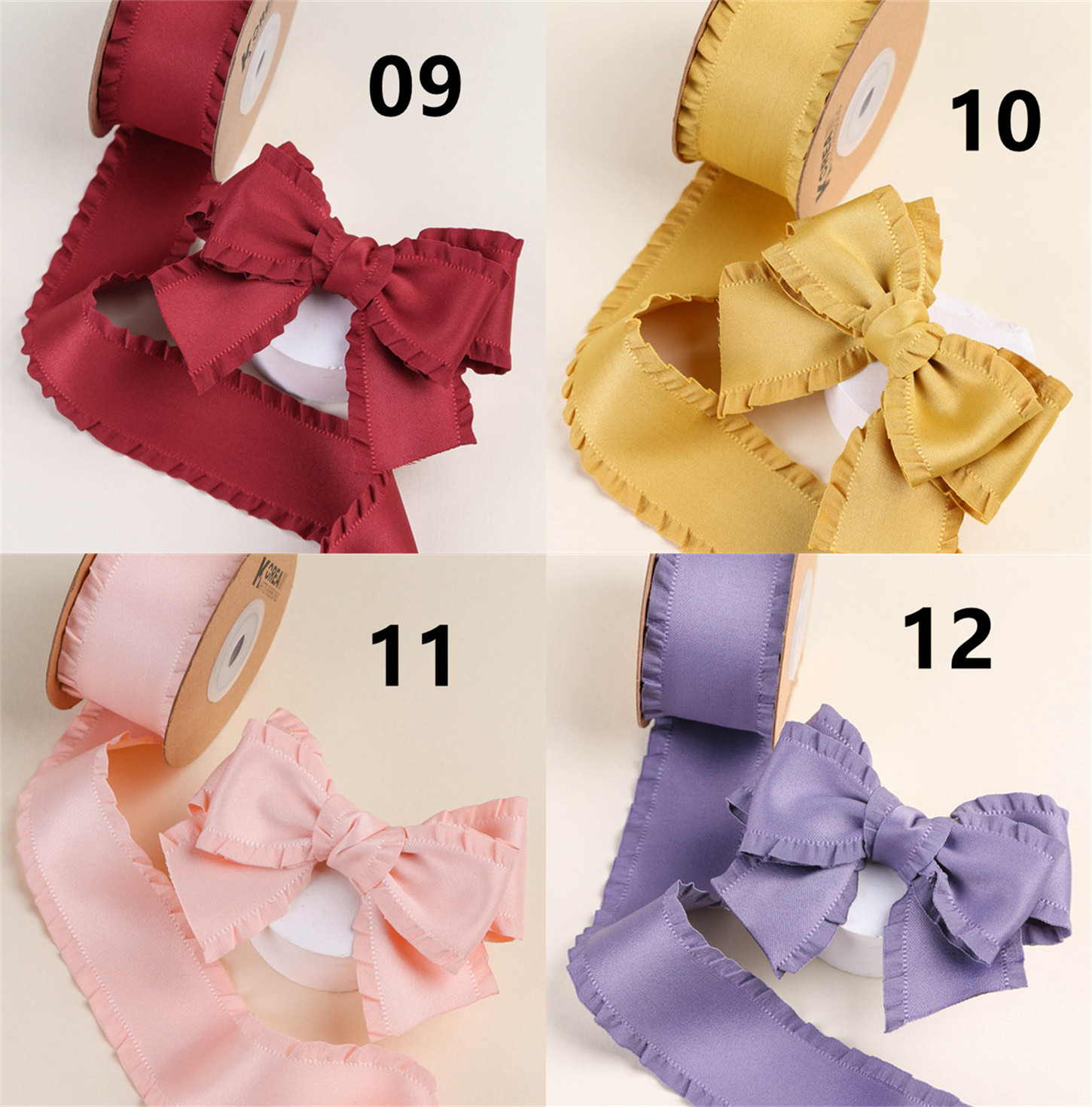 ハンドメイド  フリルリボン ヘアゴム  No.1〜No.10 ハンドメイド フリルリボン ヘアゴム No.1〜No.10