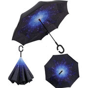かわいいストレートハンドル C タイプ逆傘ロングハンドル黒プラスチック日焼け止め傘男性と女性のための