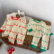 クリスマス  韓国風子供服  トップス  長袖  パーカー + ズボン  2点セット  男女兼用    2色