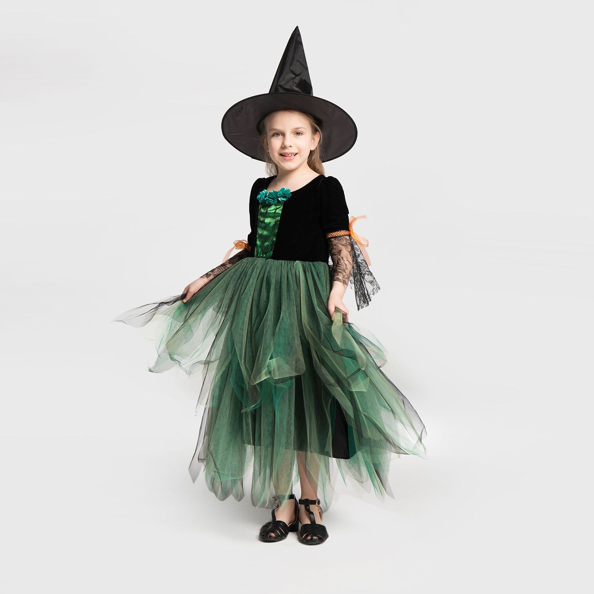 ハロウィン衣装 女の子 魔女 仮装 ハロウィン 衣装 ワンピース コスチューム 子供 かわいい 2点セット