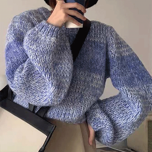 【2022冬服】韓国風レディース服  優しい　きれいめ　絞り染め セーター　ニット　全4色