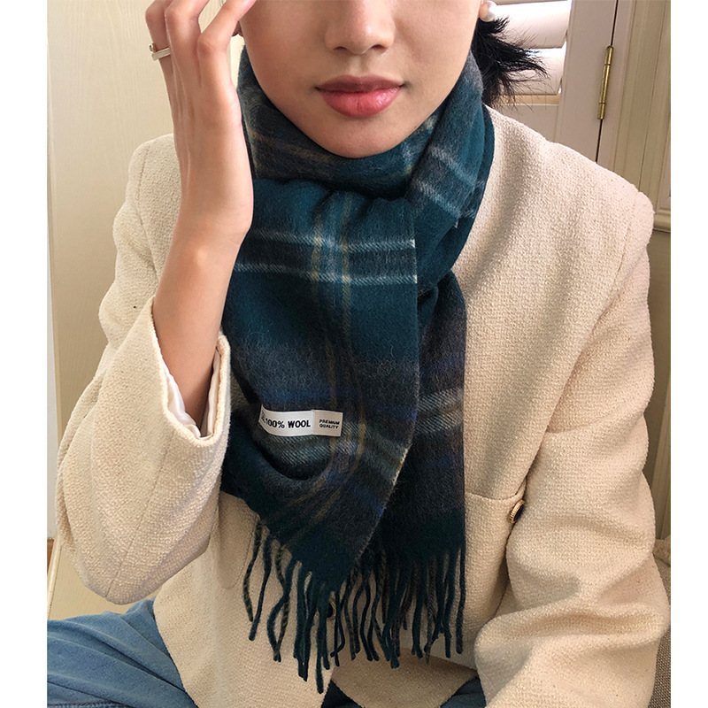 ニットマフラー 　チェック柄　レディース　秋冬　かわいい　韓国ファッション　全4色　100％ウール